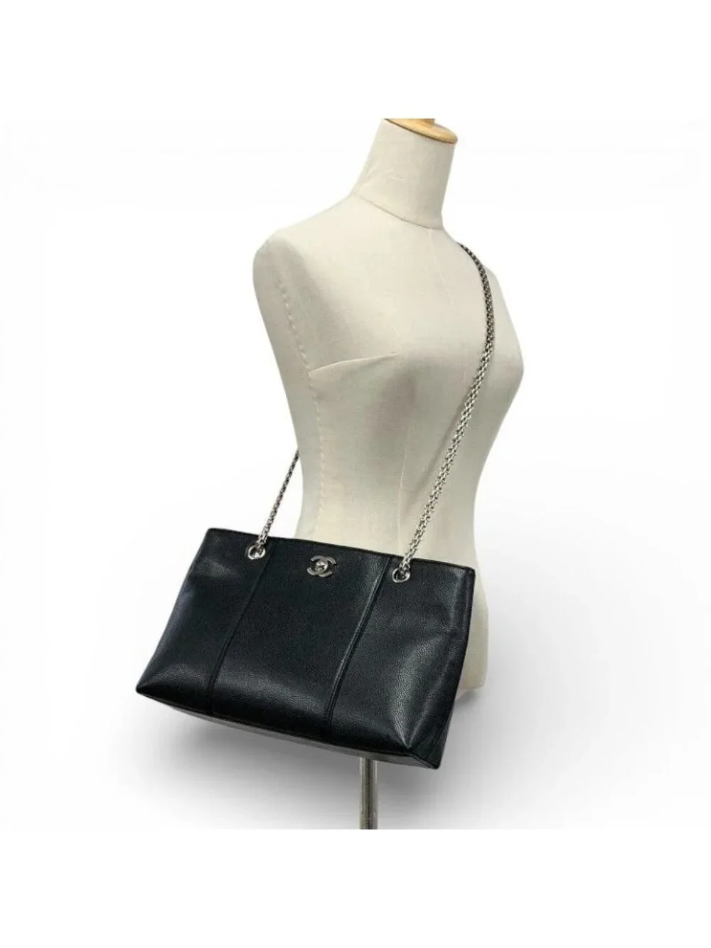 Chanel Bag Tote Black Silver Chain - Picture 10 of 10